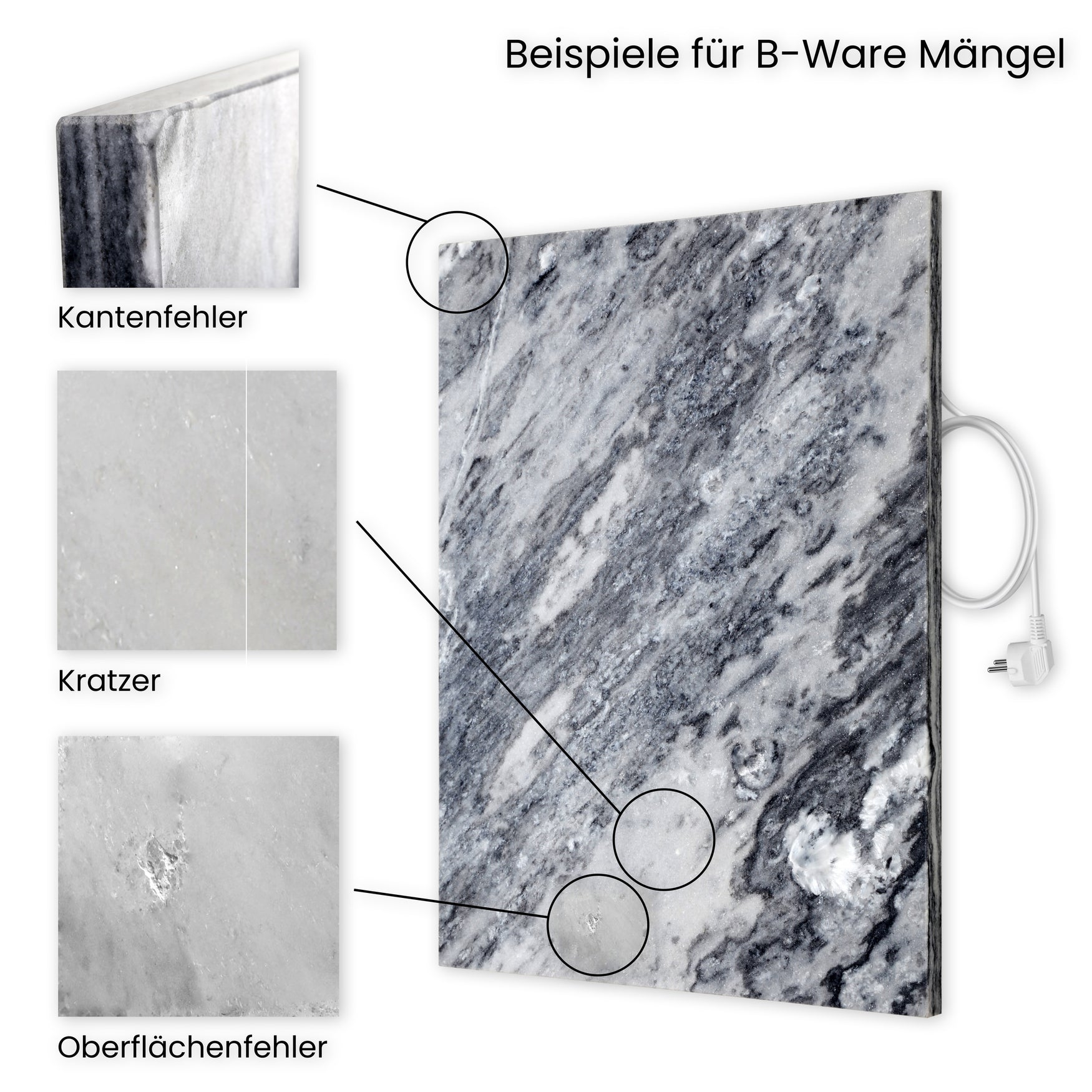 Marmony Carrara Optik Naturstein Infrarotheizung B-Ware