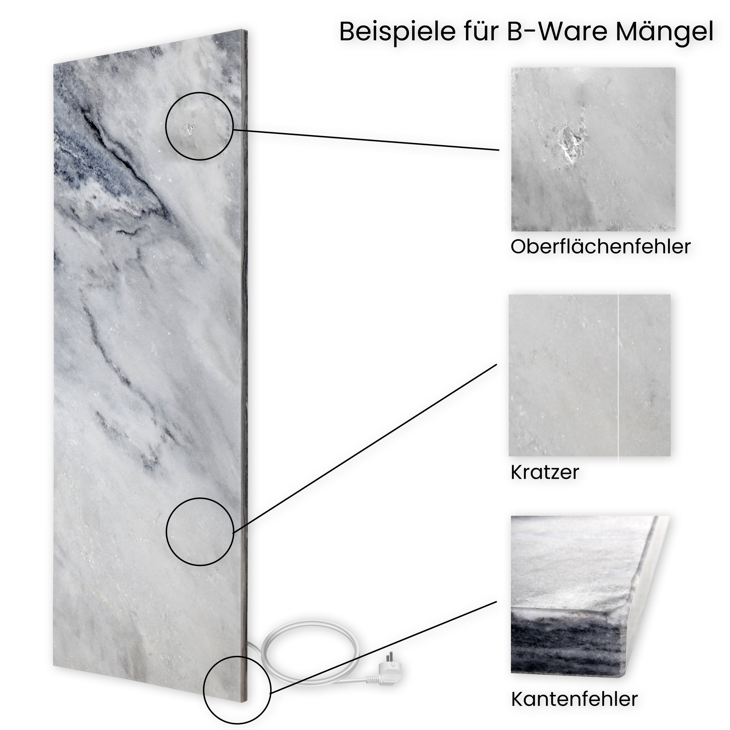 Marmony Carrara Optik Naturstein Infrarotheizung B-Ware